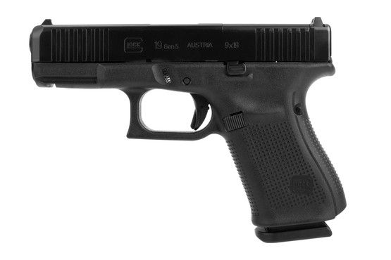 Glock G19 Gen5 MOS red dot ready slide with fixed sights.